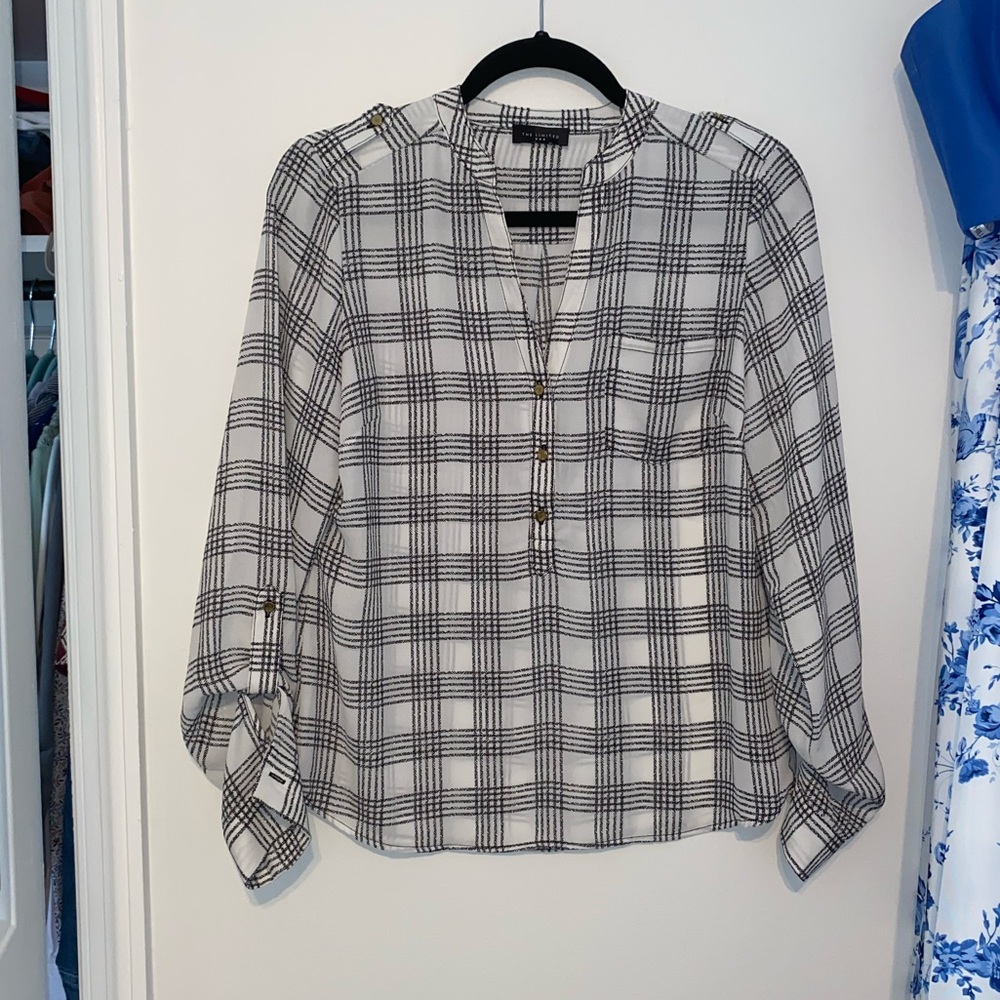 Black and White Plaid Blouse